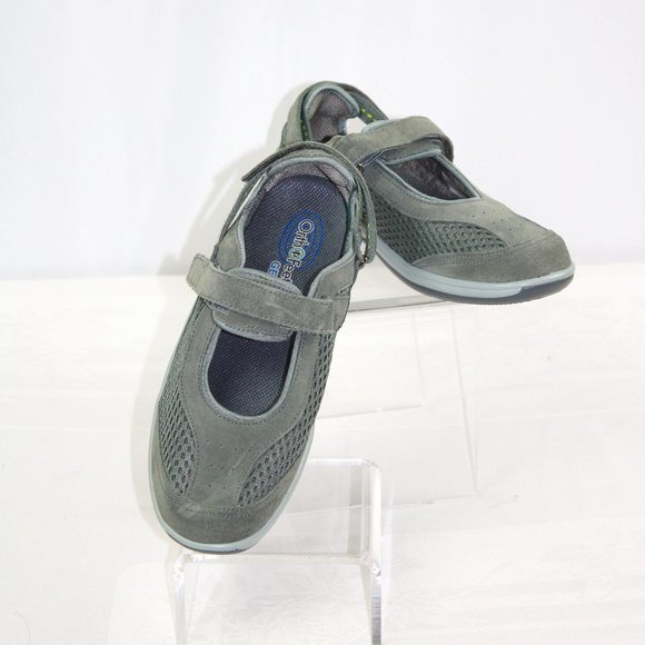 Orthofeet Shoes - Orthofeet Sanibel Mary Jane Grey Walking Shoe, 10 (B)